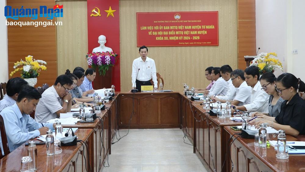 Chuẩn bị tốt các điều kiện cho Đại hội đại biểu MTTQ Việt Nam huyện Tư Nghĩa